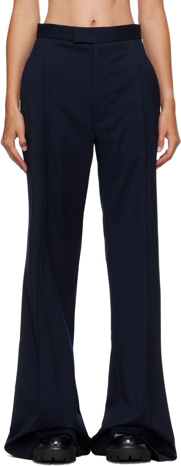 Navy Wide Leg Trousers 262314F087001