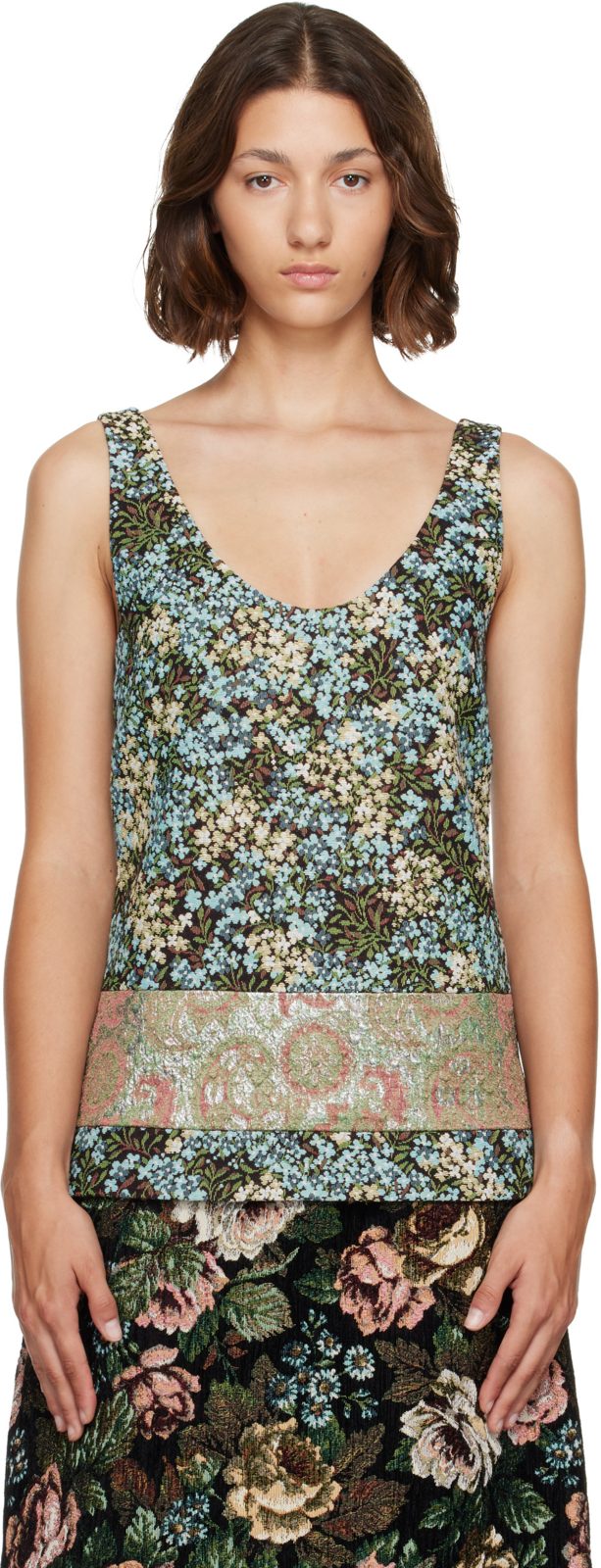 Blue Floral Top 262358F111009