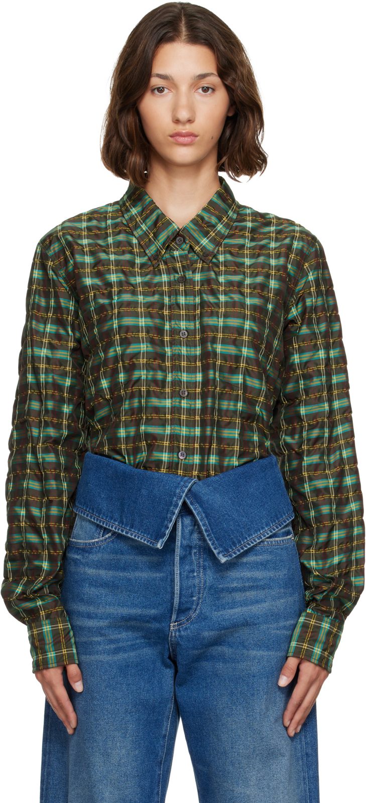 Khaki Check Shirt 262358F109023