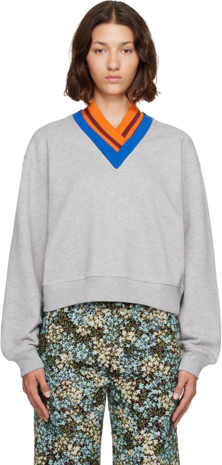 Gray Cotton Sweatshirt 262358F100004