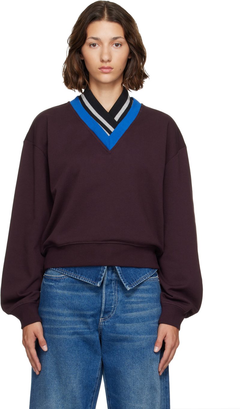Burgundy Cotton Sweatshirt 262358F100006