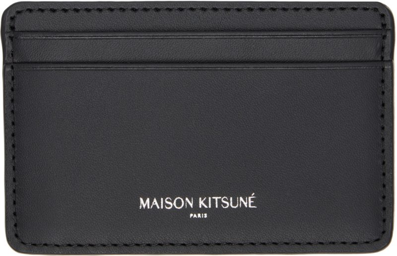 Black Maison Kitsune Paris Card Holder 262389M163000