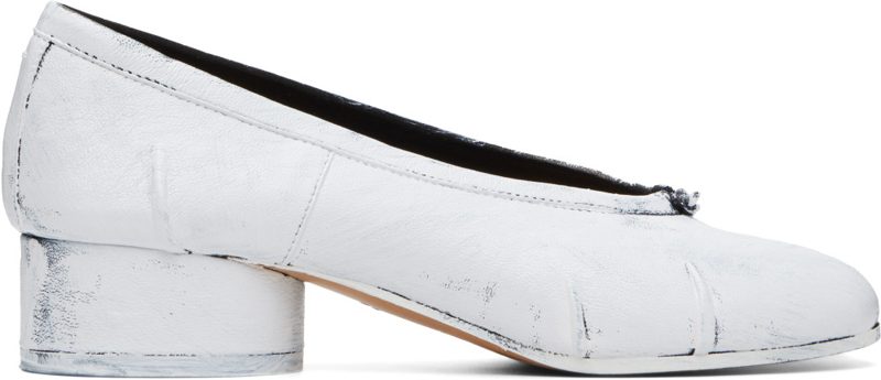 White & Black Tabi New Ballerina Heels 262168F122016