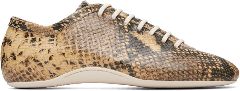 Beige Leather Ballerina Sneakers 262358M237021