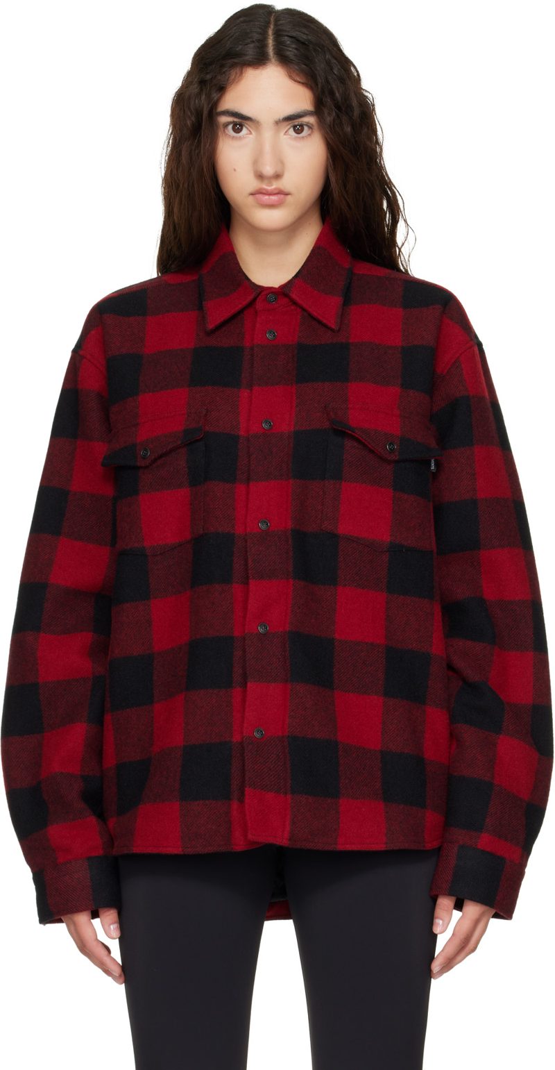 Red Padded Flannel Overshirt 262669F109002