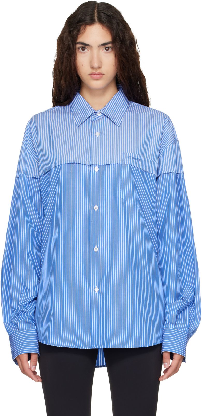 Blue Merged Cut Shirt 262669F109000