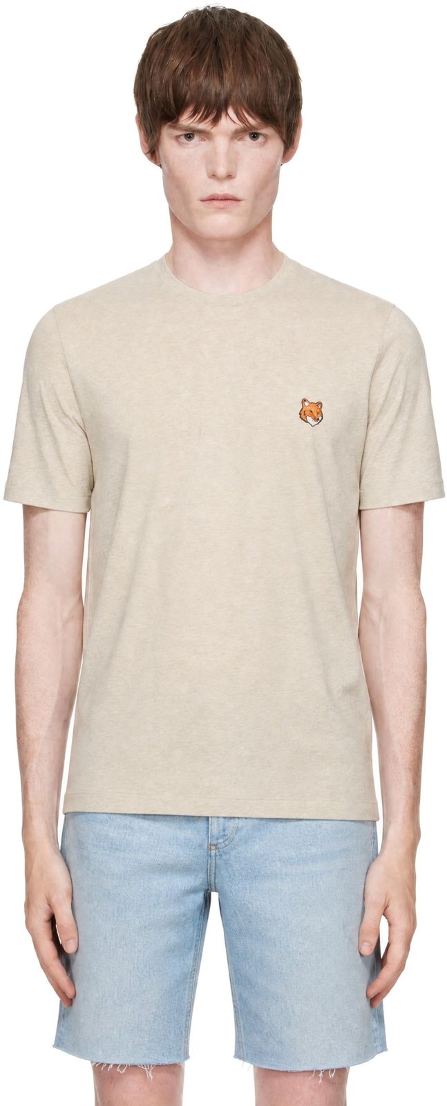 Maison Kitsune Beige Fox Head Regular T-shirt 262389M213028