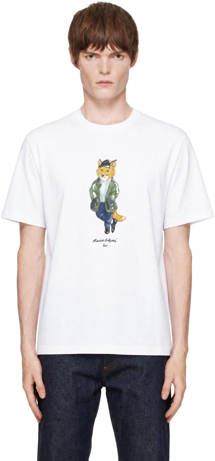 Maison Kitsune White Weekend Fox Comfort T-shirt 262389M213019