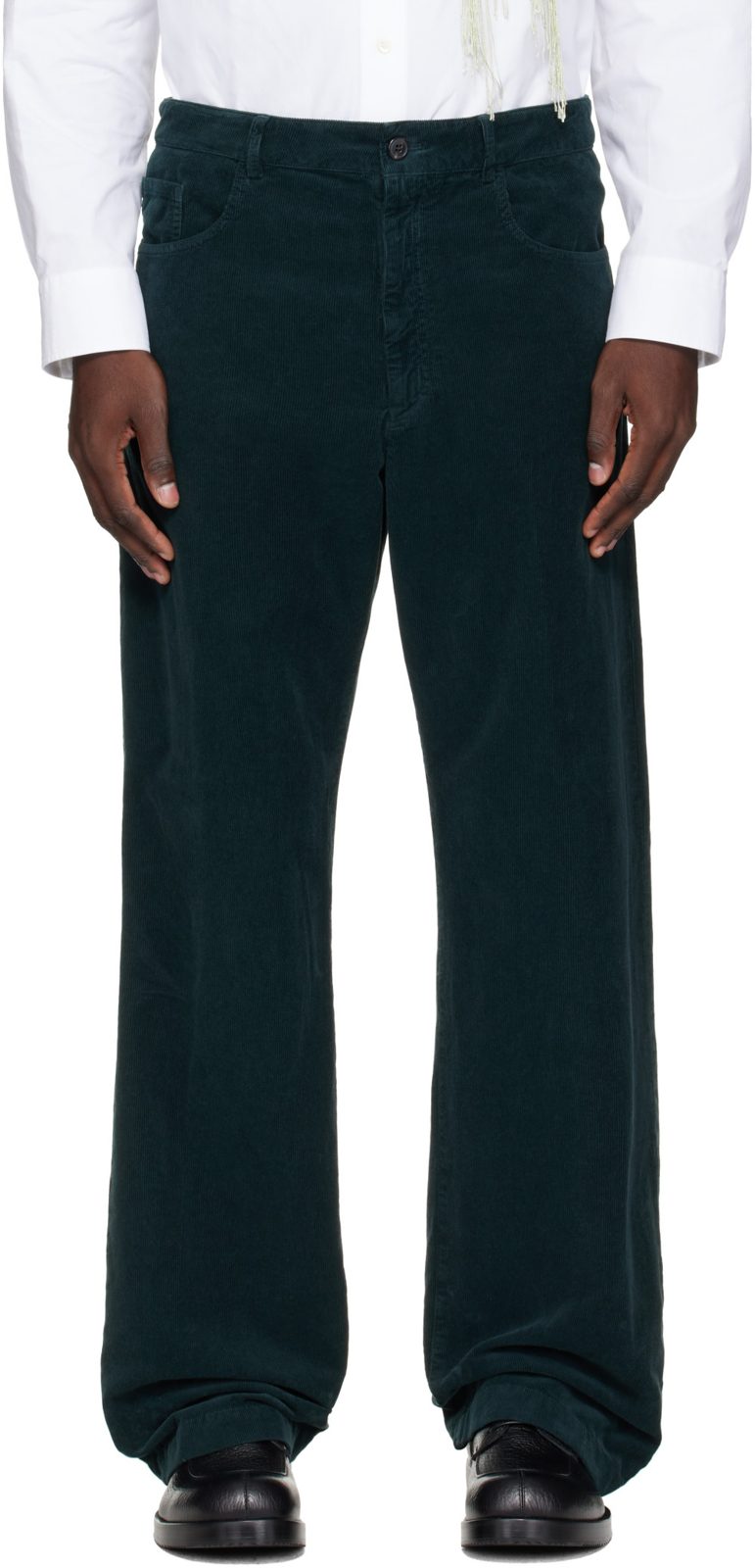 Green Loose Overdyed Trousers 262358M191008