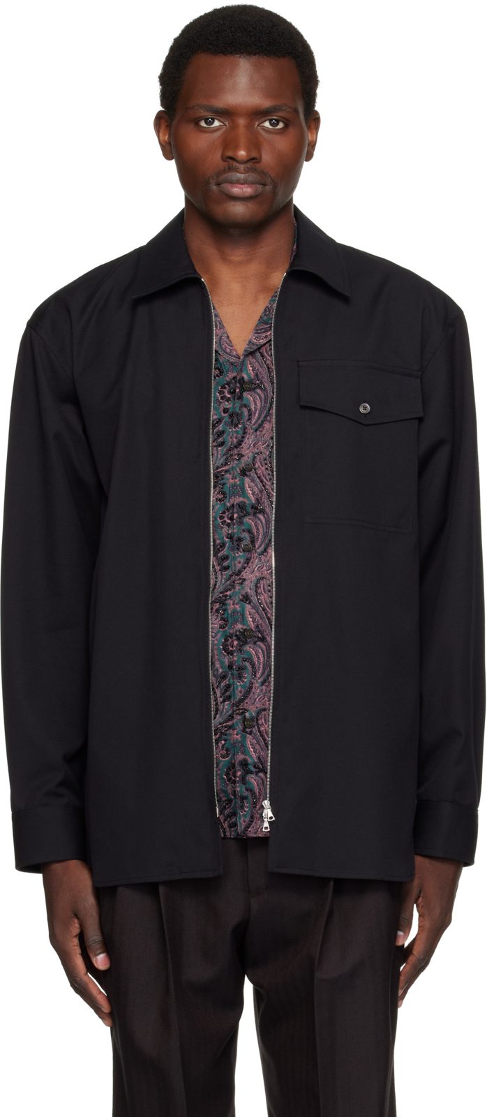 Black Zip Shirt 262358M192056
