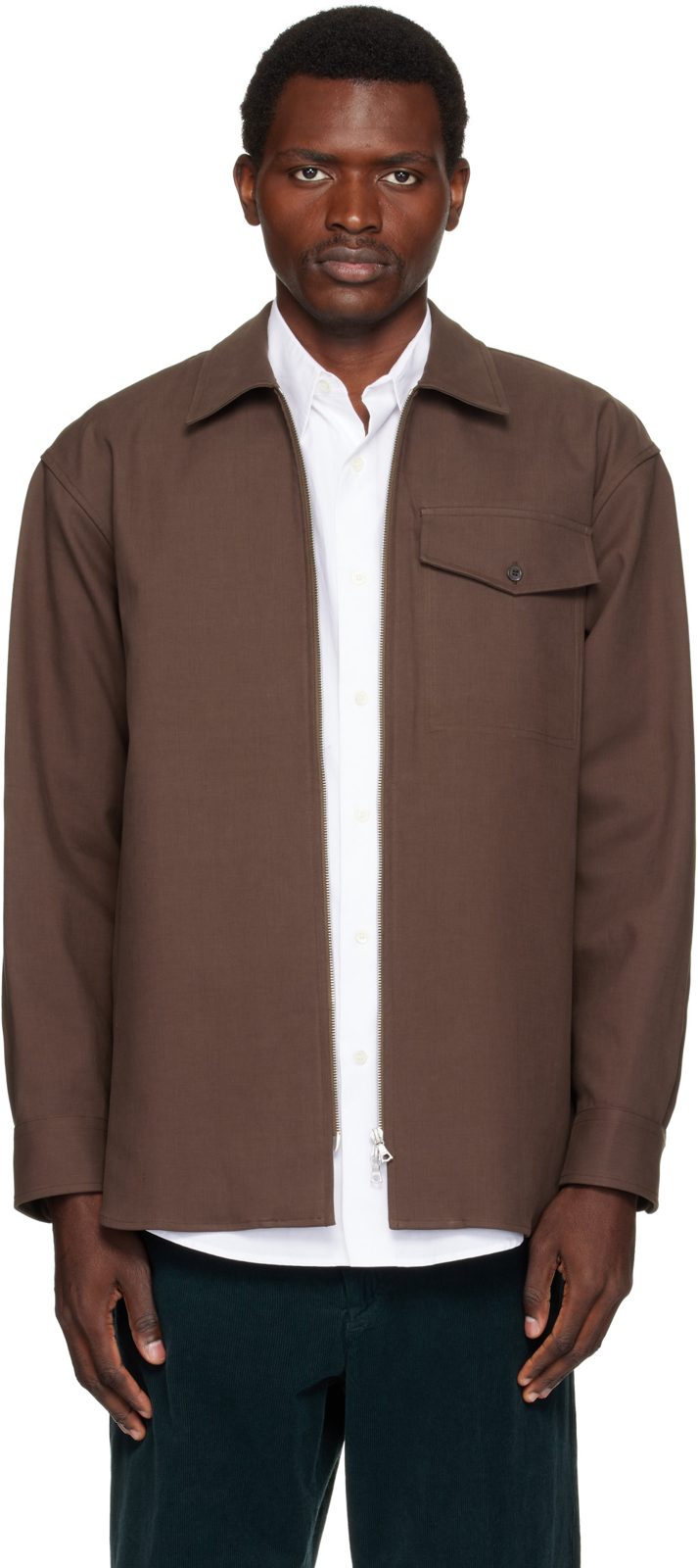 Brown Zip Shirt 262358M192055