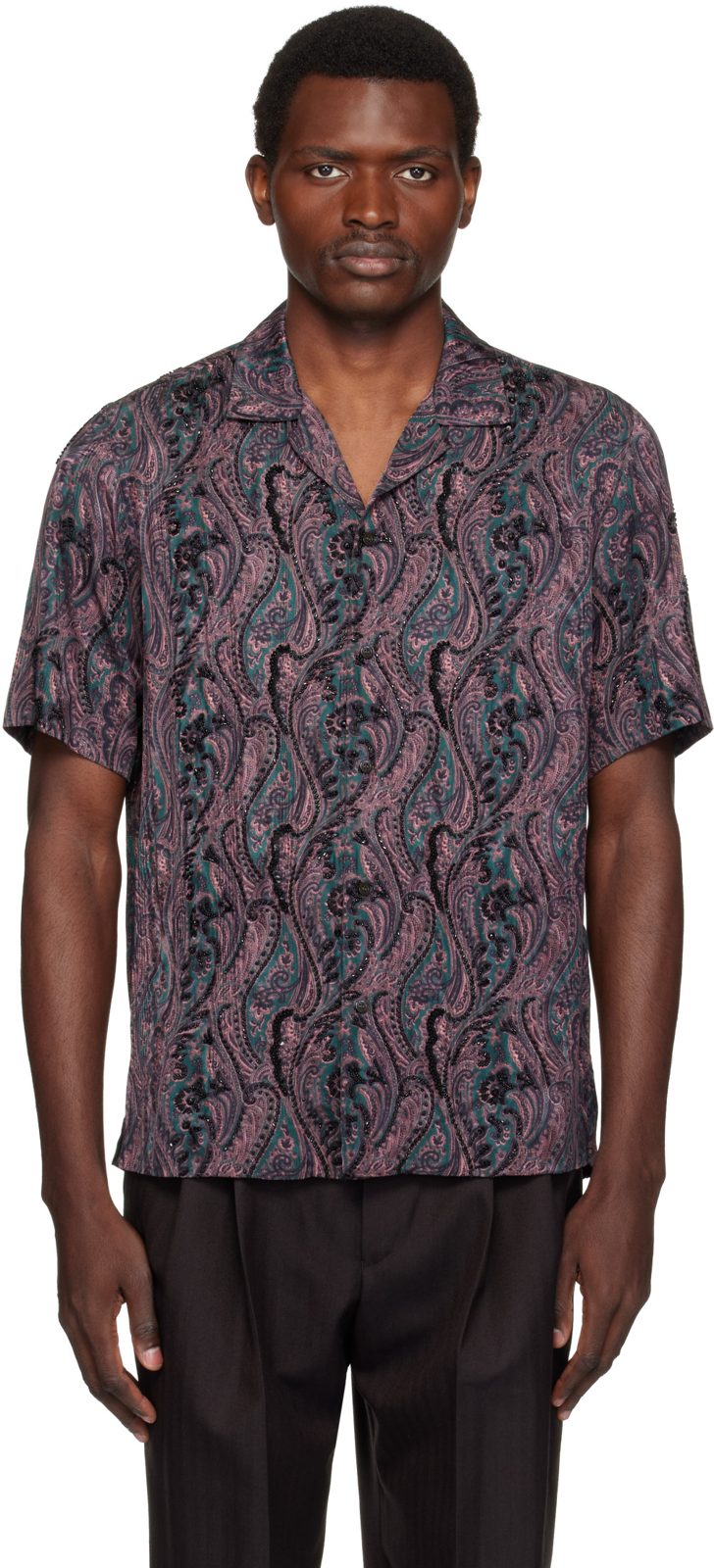 Purple Embroidered Shirt 262358M192015