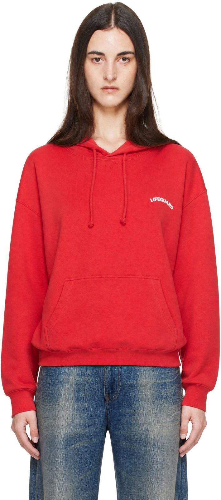 Red Lifeguard Oversized Hoodie 262669F097002