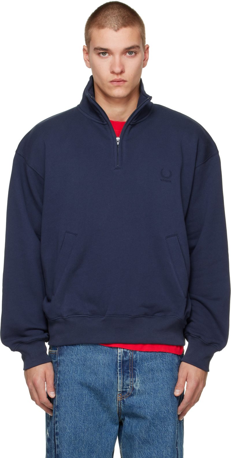 Navy Quarter-Zip Sweatshirt 262669M202021