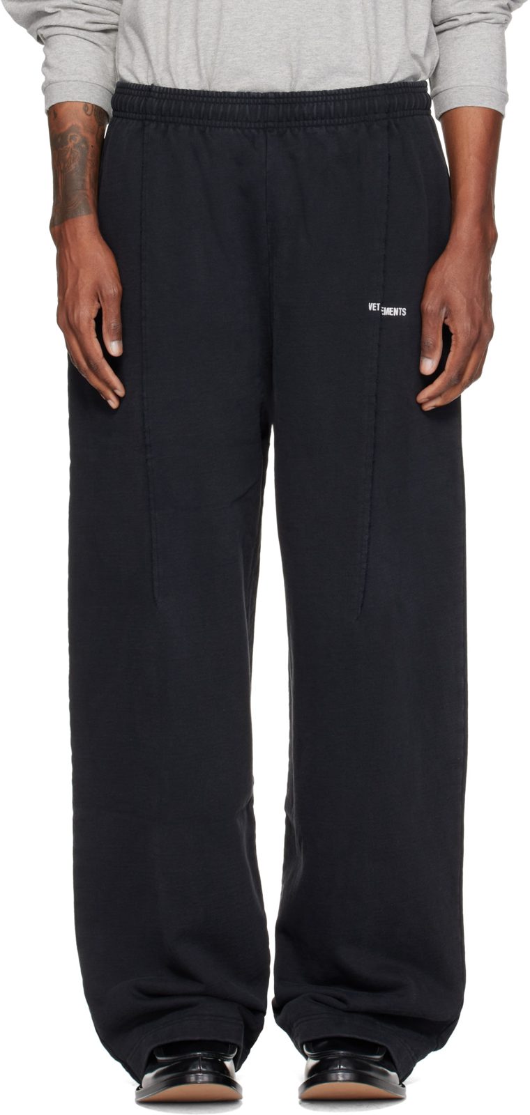Black Pinched Cut Up Sweatpants 262669M190002