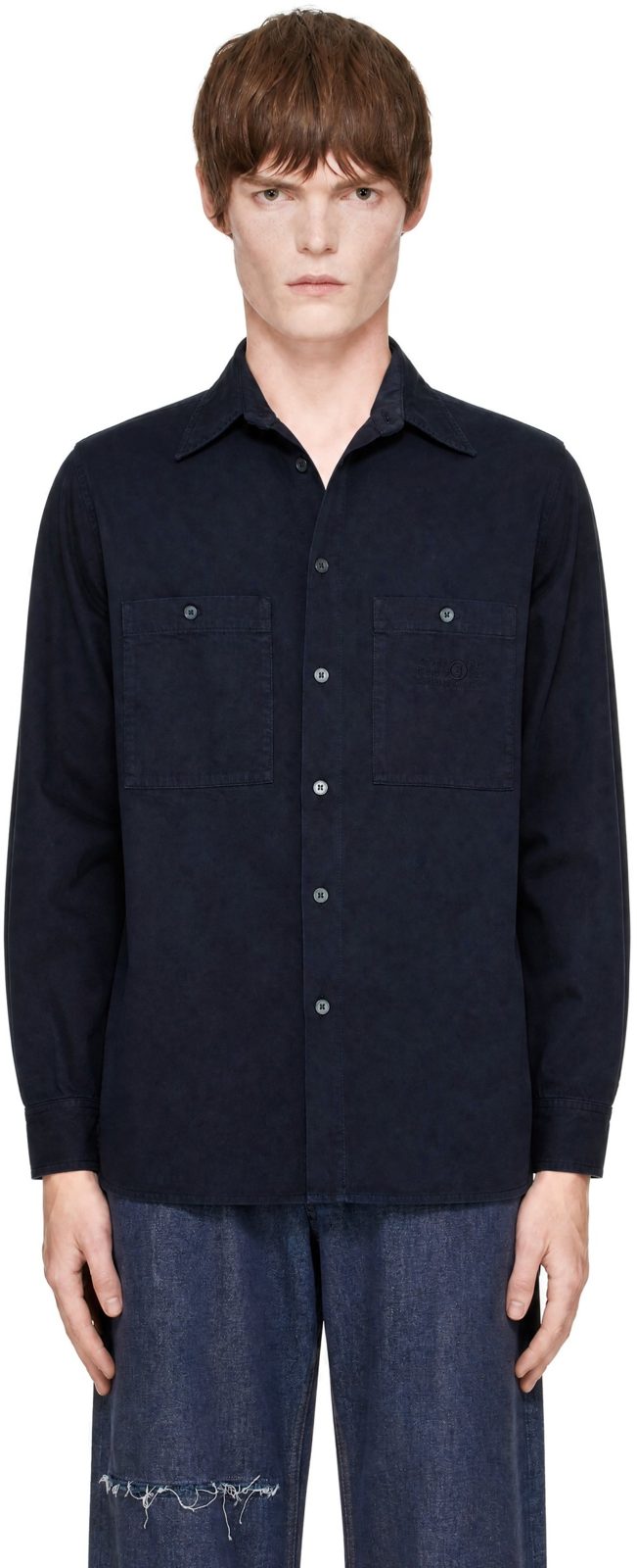 Navy Cotton Overshirt 262188M192017
