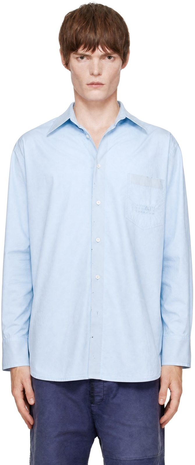 Blue Cotton Poplin Shirt 262188M192004