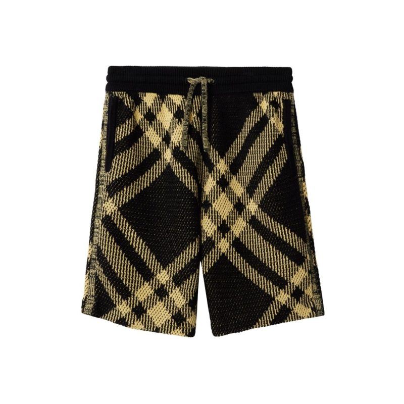 Kids Check Pattern Drawstring Knitted Shorts_Yellow Ip Check