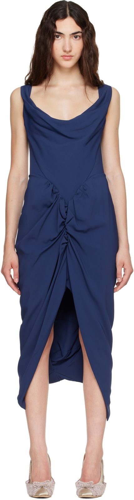 Navy Panther Midi Dress 262314F054015