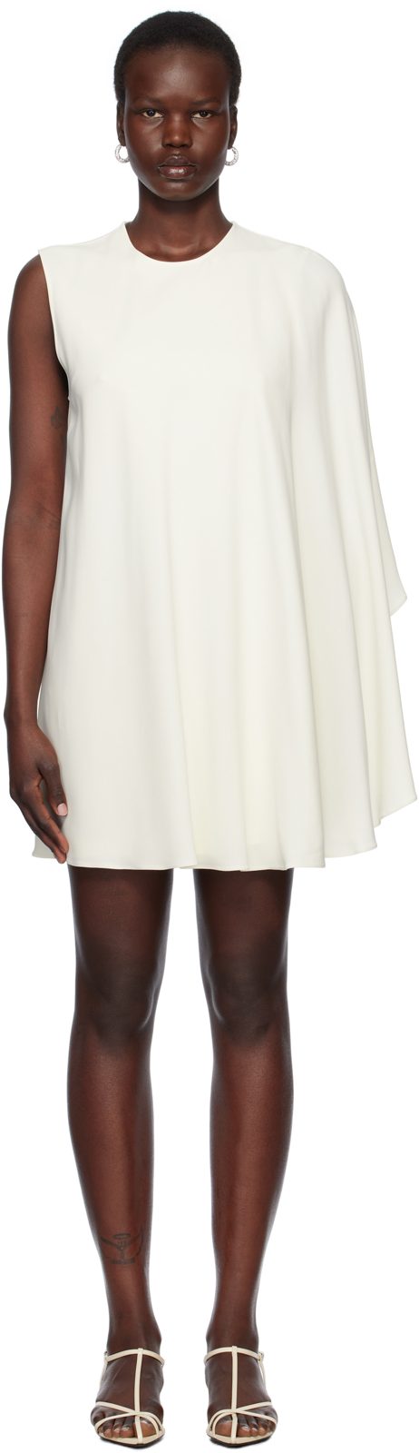 White One Sleeve Minidress 251471F052003