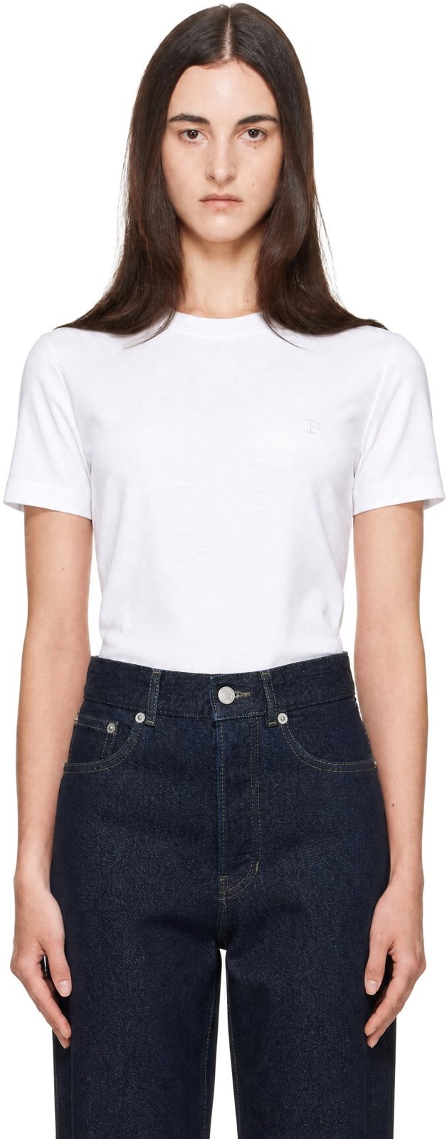 White S/S Mini Embroidered Jersey T-shirt 262251F110007