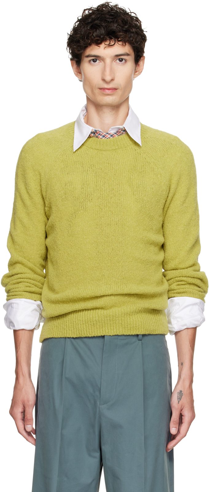 Green Alpaca Sweater 262358M201017