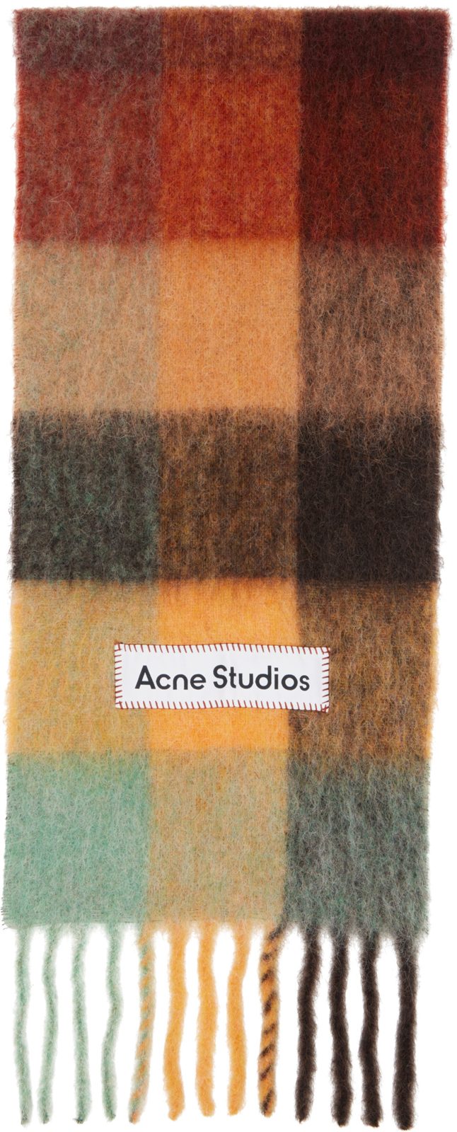 Multicolor Mohair Checked Scarf 262129M150039