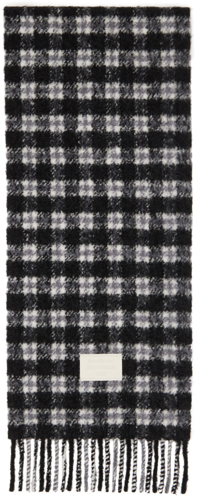 Black & White Checked Logo Scarf 262129M150010