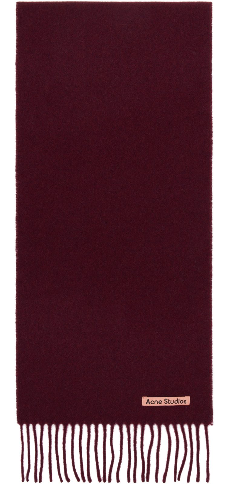 Burgundy Fringed Wool Scarf 262129M150015