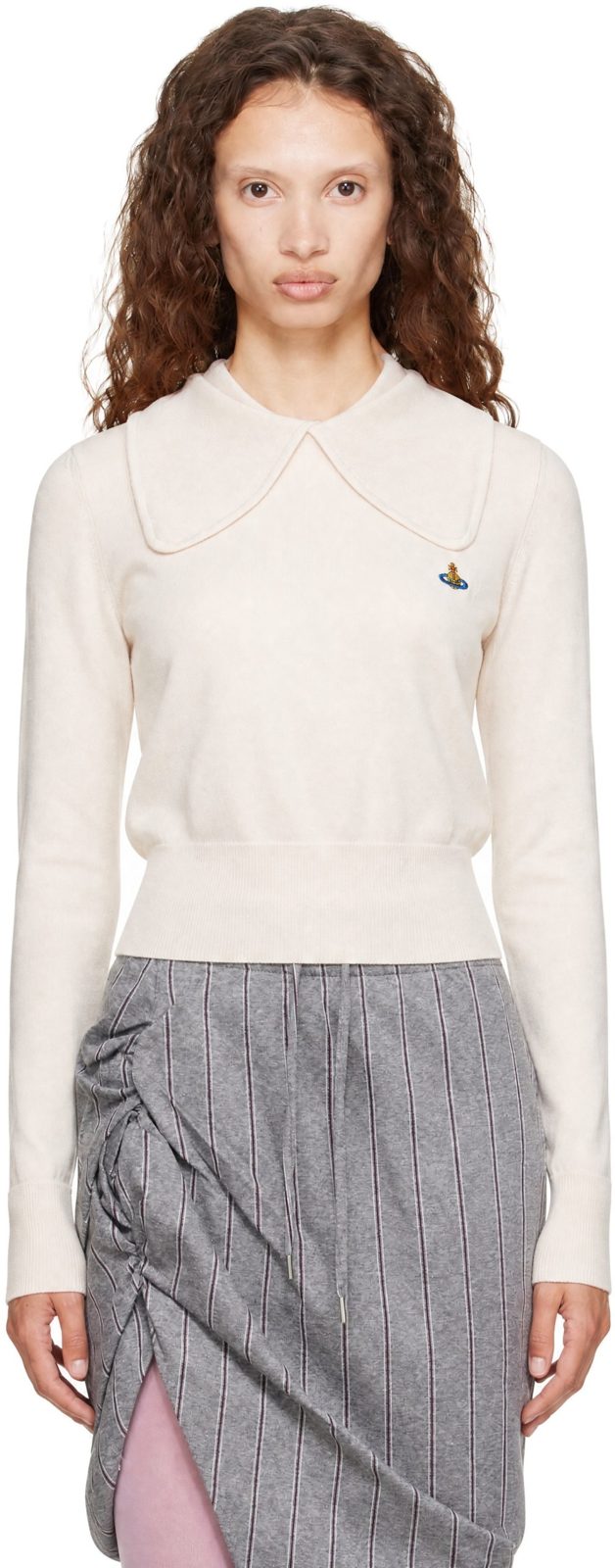 Beige Tie Bea Long Sleeve Polo 262314F096001