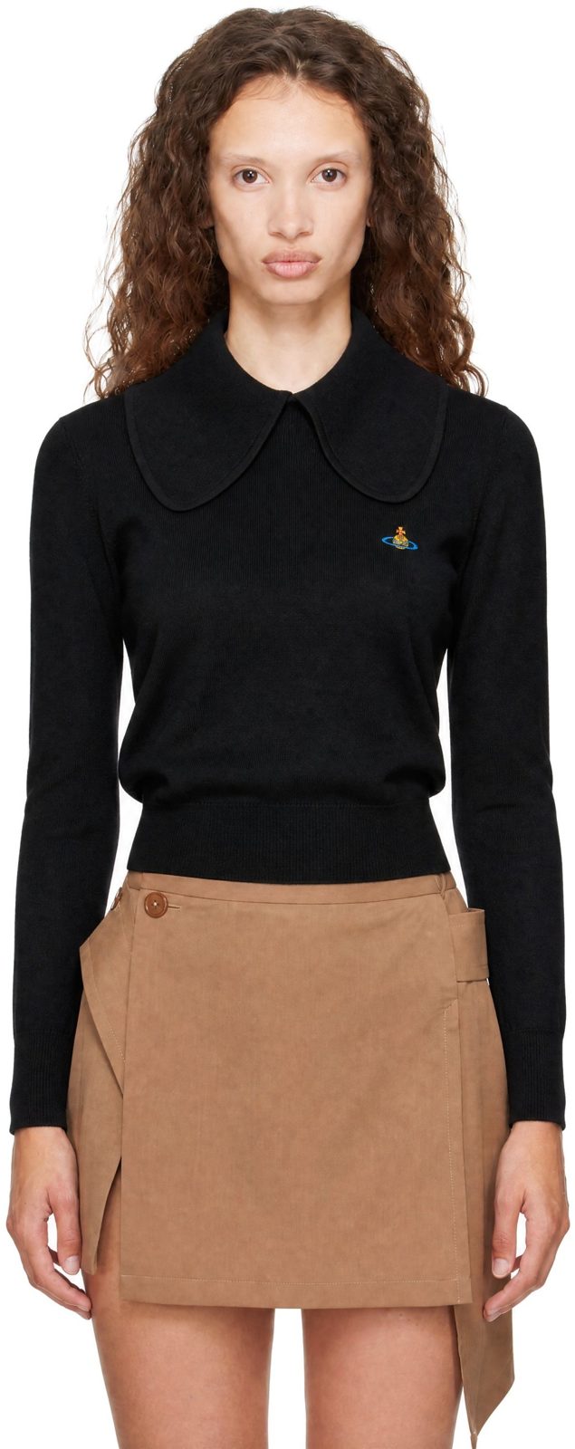 Black Tie Bea Long Sleeve Polo 262314F096003