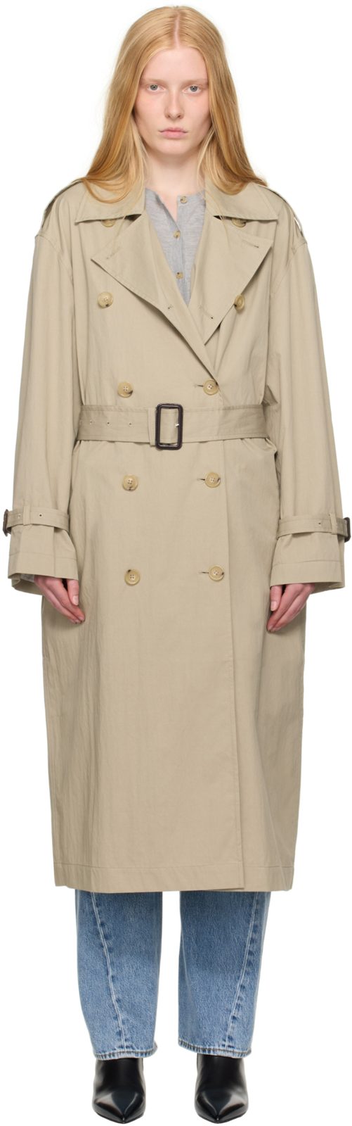 TOTEME Khaki Crisp Summer Trench Coat 252771F067000
