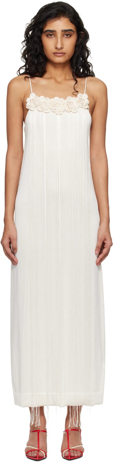 오프화이트 Cotton Double Spaghetti Straps Maxi Dress 261249F055001