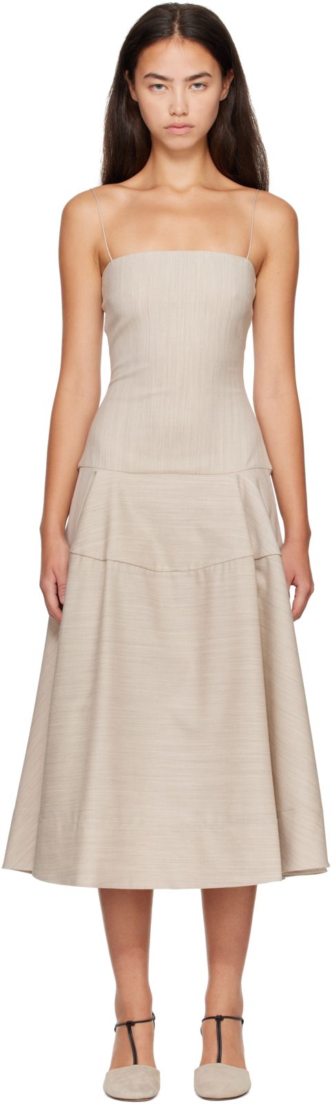 Beige The Paradiso Midi Dress 262553F054005