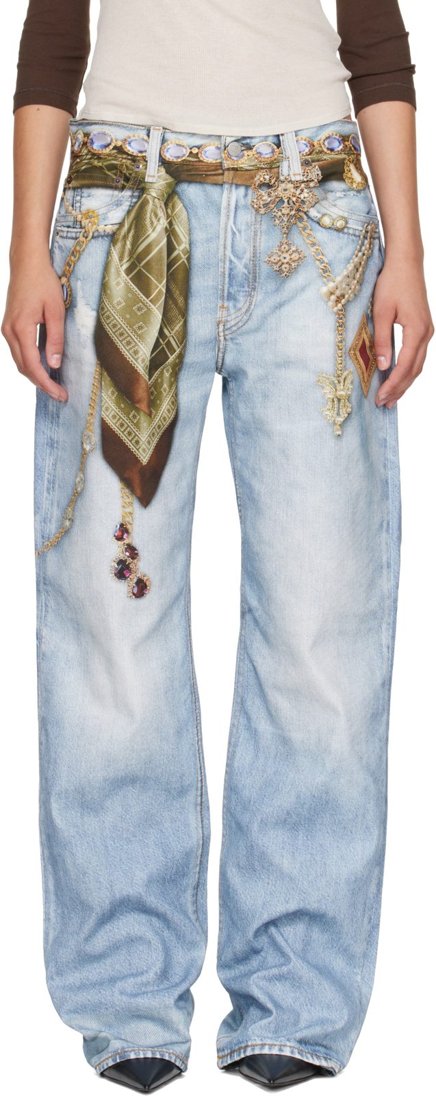 Blue Trompe-LOeil Jewellery Jeans 262129F069017