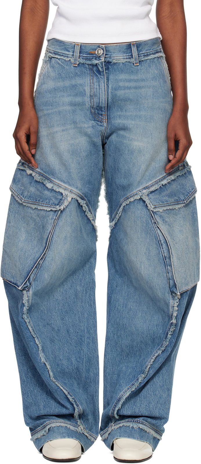 Blue Low-Waist Cargo Jeans 261404F069001