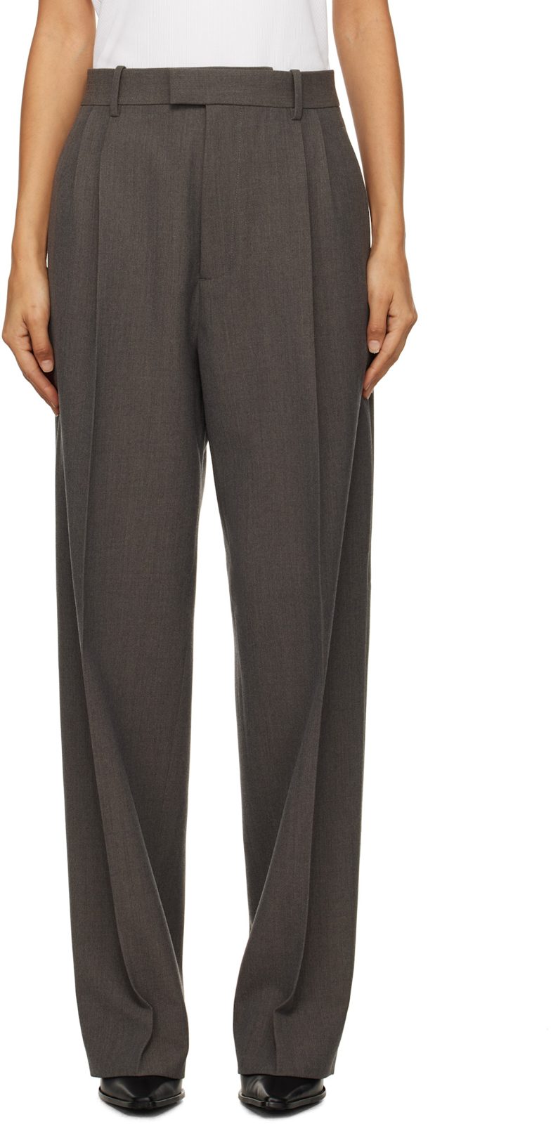 Gray Light Wool Trousers 242798F087003
