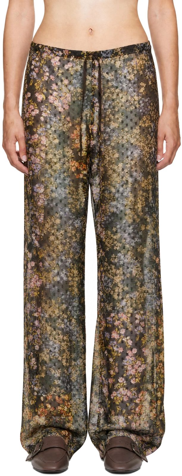Multicolor Elasticated Jacquard Trousers 262358F087016