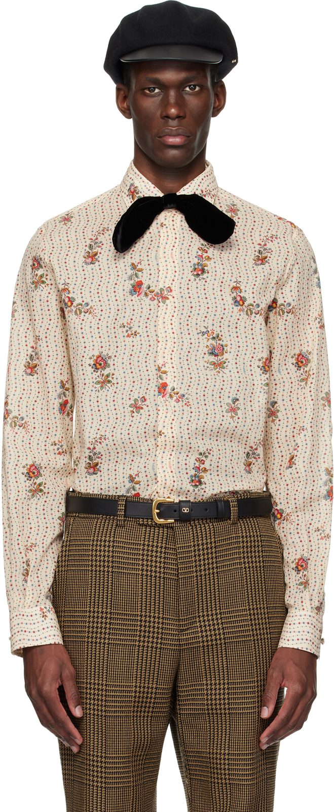 Beige Papier Floral Shirt 261476M192004