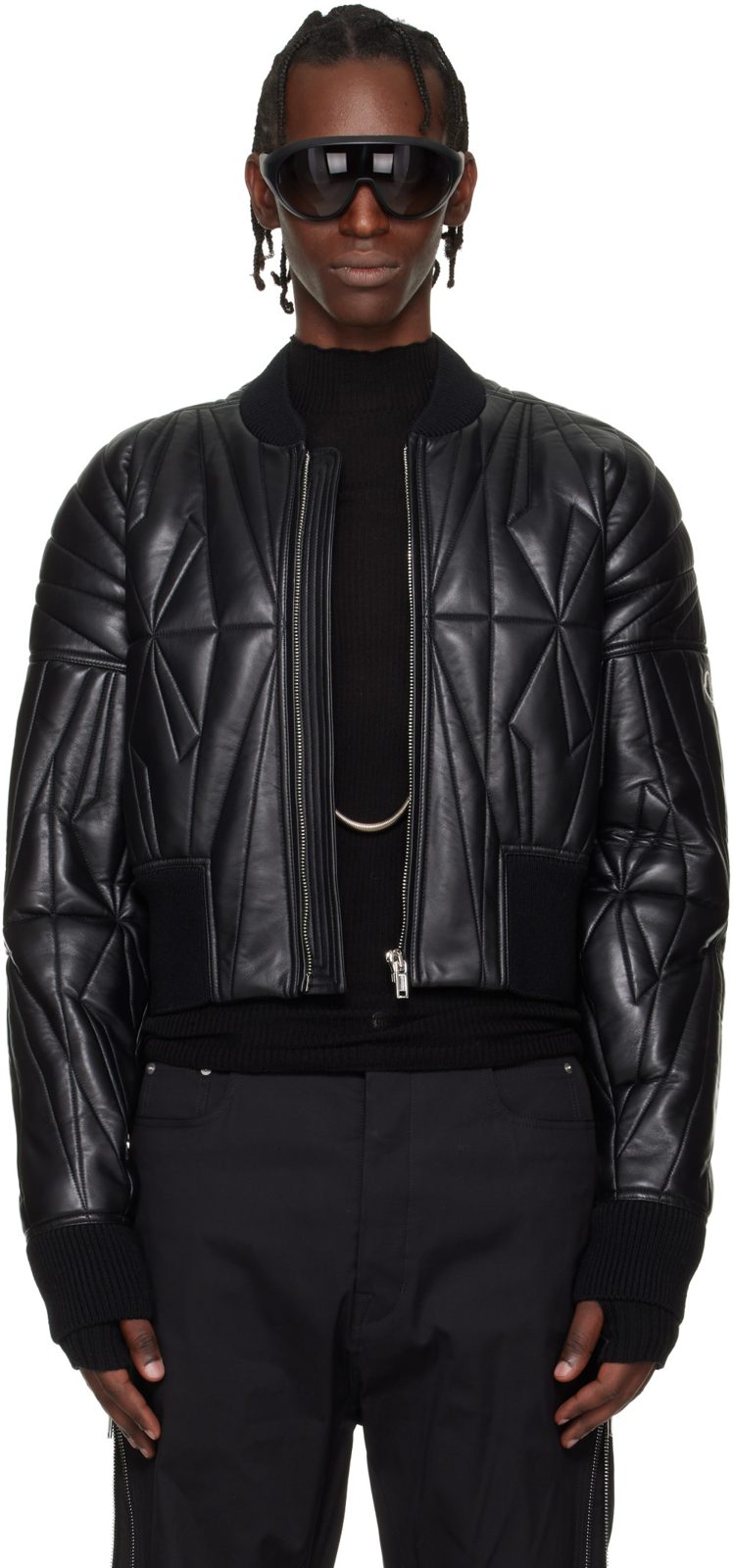 + [릭 오웬스] Black Geocamo Cropped Flight Jacket 261232M178013