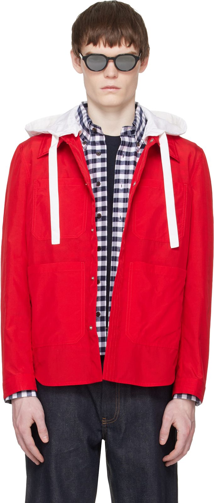 Red Utility Patch Pocket Jacket 261381M180007