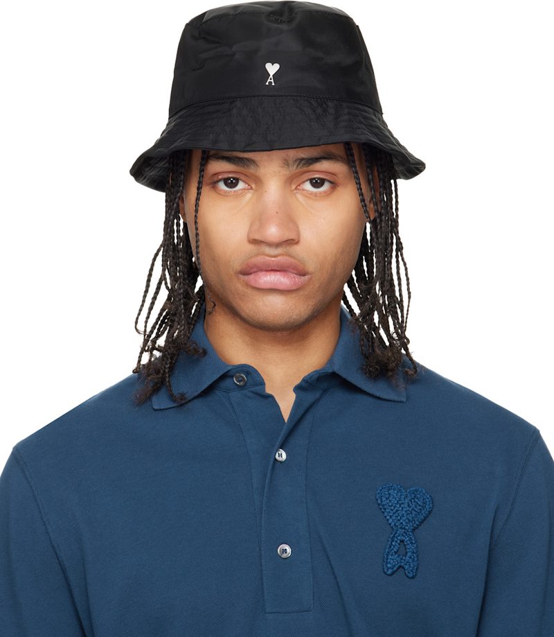 Black Ami de Coeur Stud Bucket Hat 261482M140002
