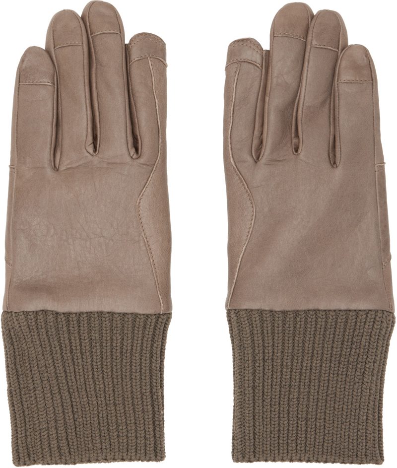 Taupe Tower Rib Cuff Gloves 262232M135009