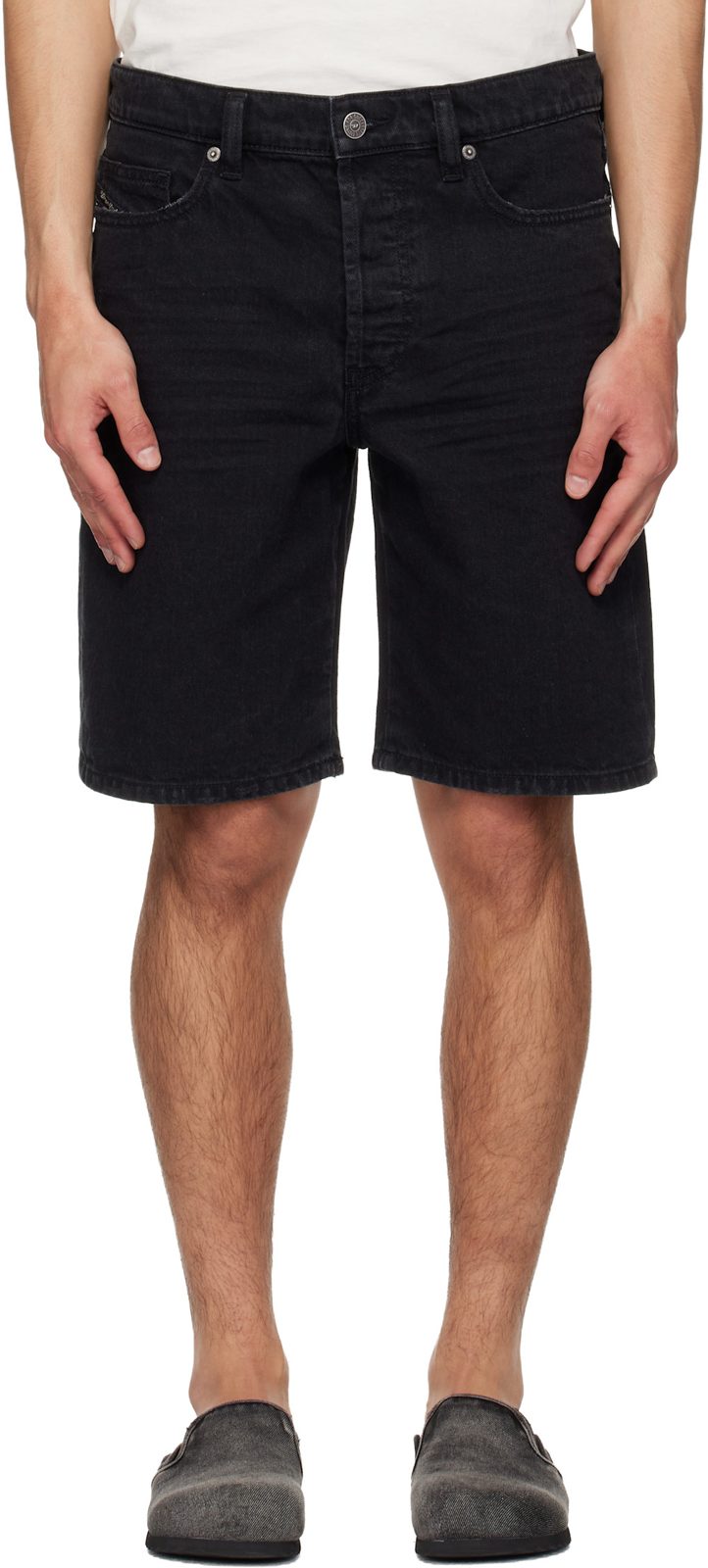 Black Regular-Short Denim Shorts 261001M193003