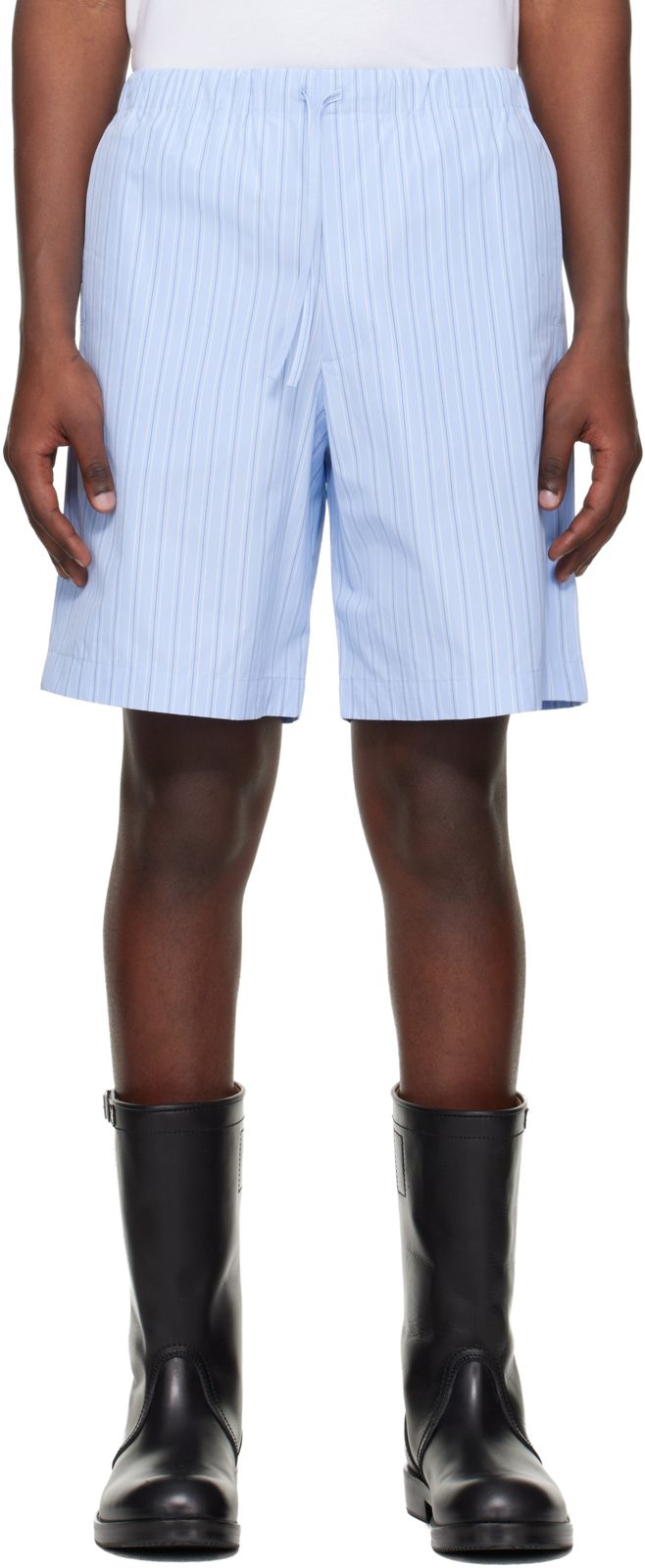 Blue Cotton Shorts 261358M193053
