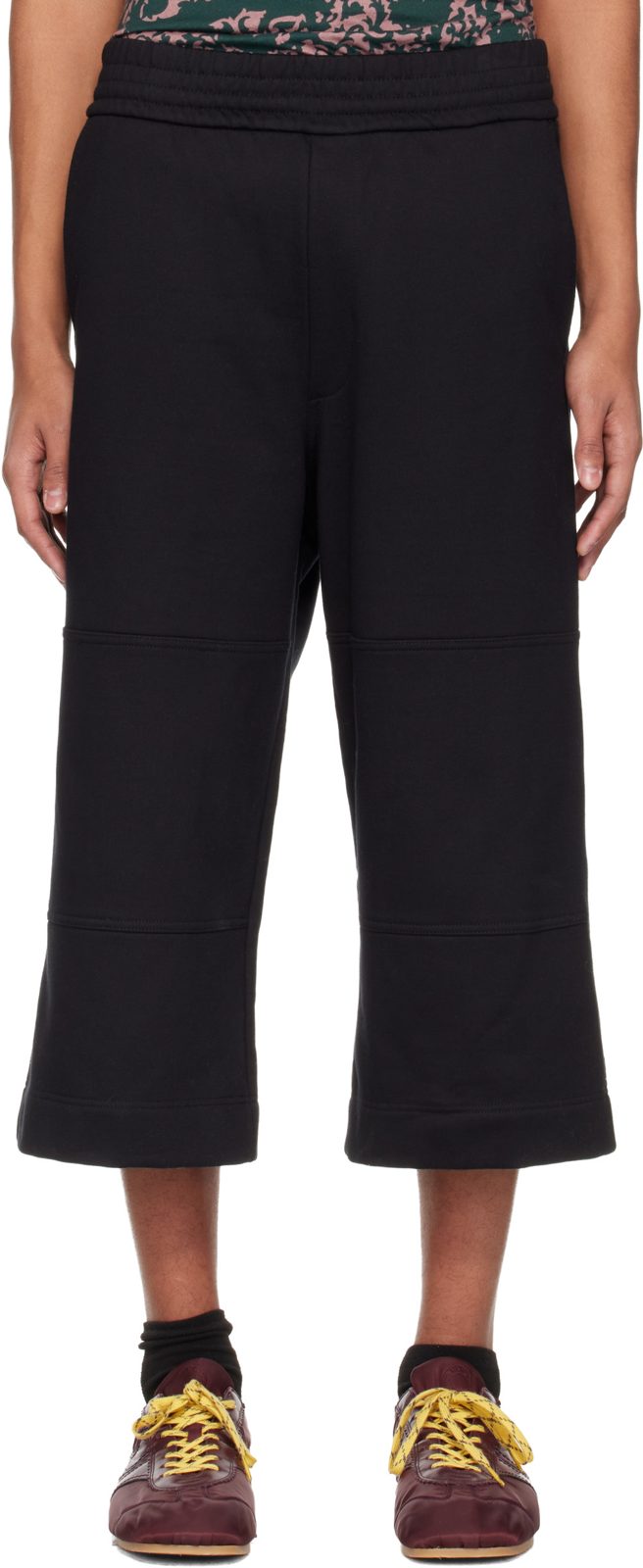 Black Loose Cotton Shorts 261358M193005