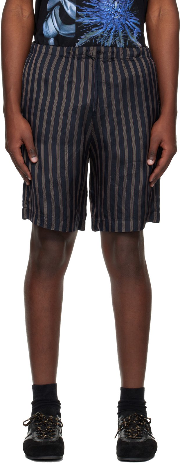 Navy Cupro Shorts 261358M193032