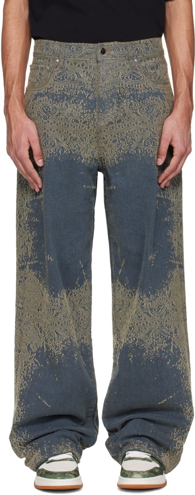 Blue Faded Bandana Baggy Jeans 261886M186005