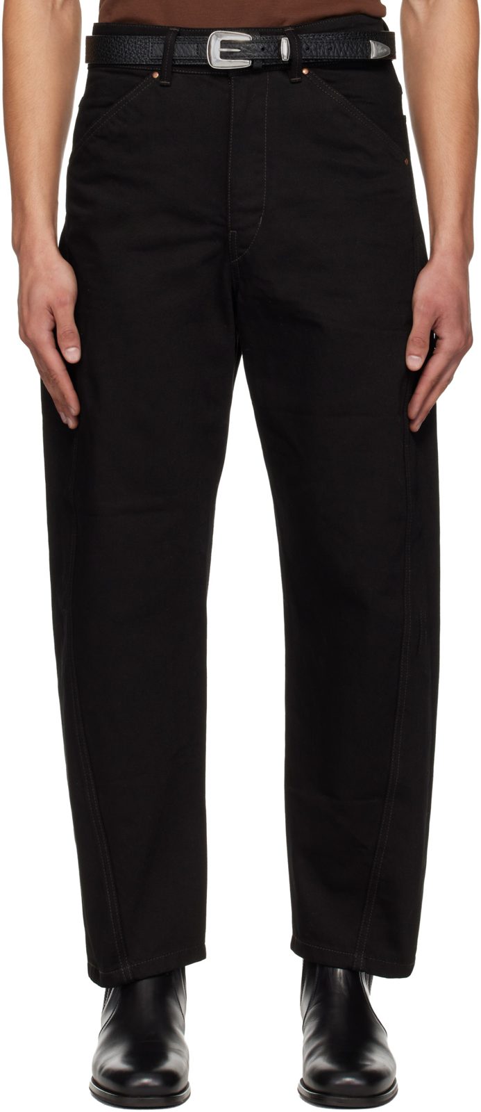 Black Twisted Workwear Jeans 261646M186001