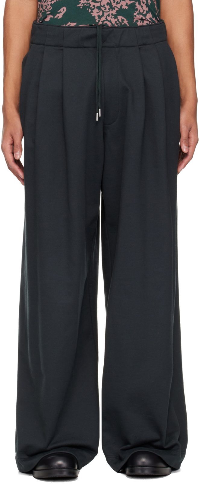 Black Pleated Sweatpants 261358M190005